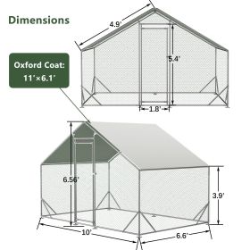 Large Metal Chicken Coop, Walk-in Chicken Run, Galvanized Wire Poultry Chicken Hen Pen Cage, Rabbits Duck Cages With Waterproof And Anti-Ultravio (Option: 3x2m)